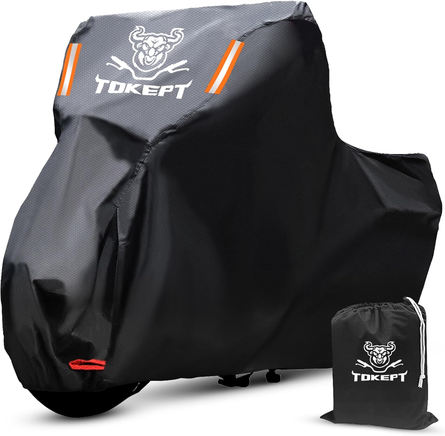Black Motorcycle Cover, 210D Oxford Fabric All Weather Water Sun Protection, 116 inch Vehicle Cover for Harley Davidson Honda Suzuki Kawasaki Yamaha (XXXL)