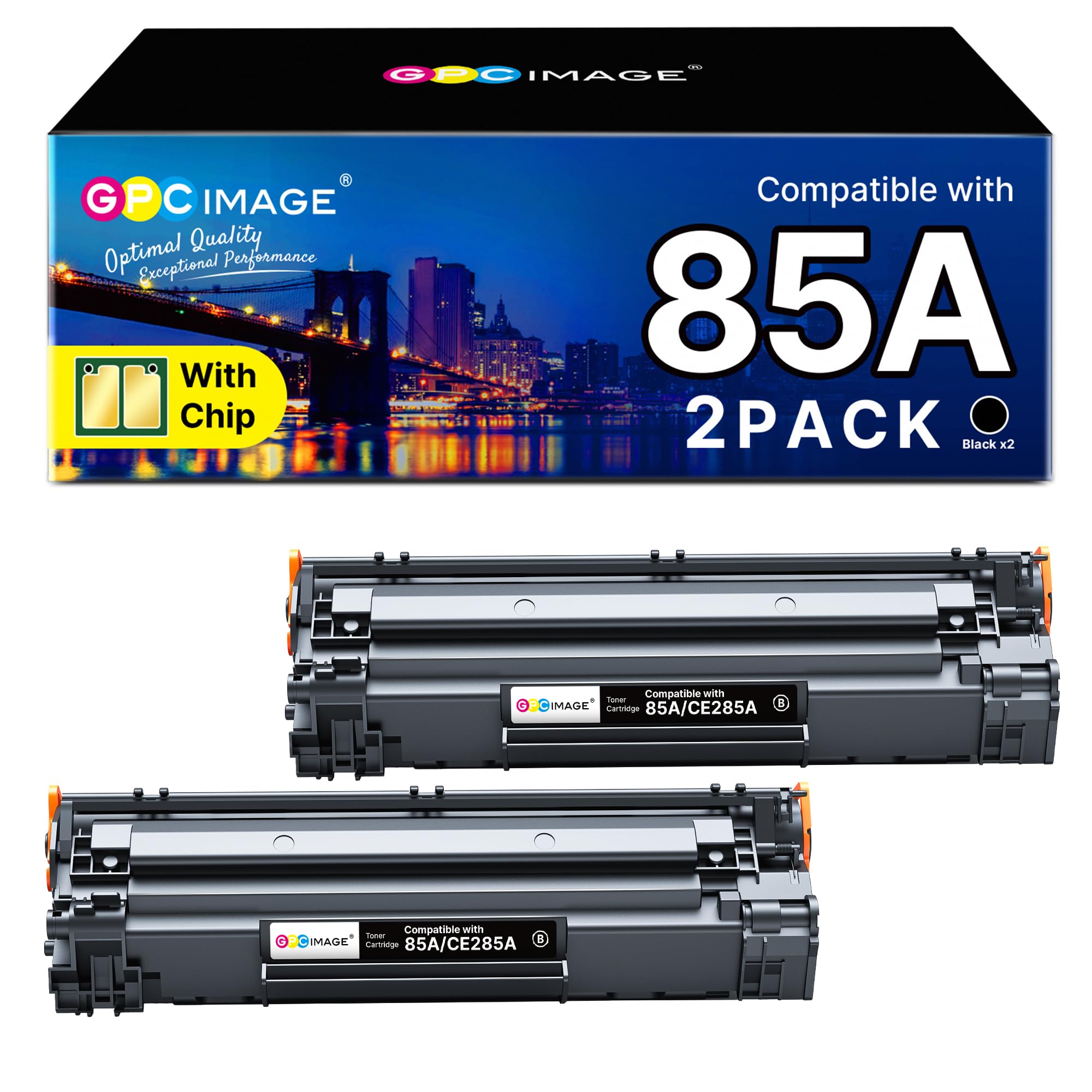 GPC IMAGE 85A CE285A Toner Schwarz Kompatibel für HP CE285A 85A Toner für HP LaserJet P1102W P1102 P1100 P1106 P1108 P1109 M1130 M1132 M1210 M1210MFP M1212 M1212NF M1217NFW (2er-Pack)