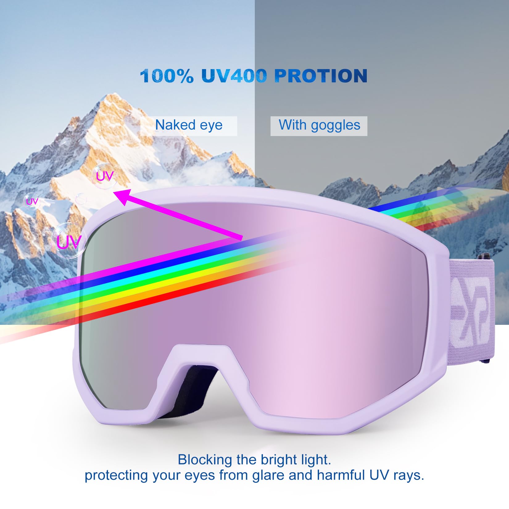 EXP VISION Gogle narciarskie/snowboardowe, przeciwmgielne gogle śnieżne dla mężczyzn i kobiet - idealne do jazdy na nartach, snowboardzie i sportów zimowych