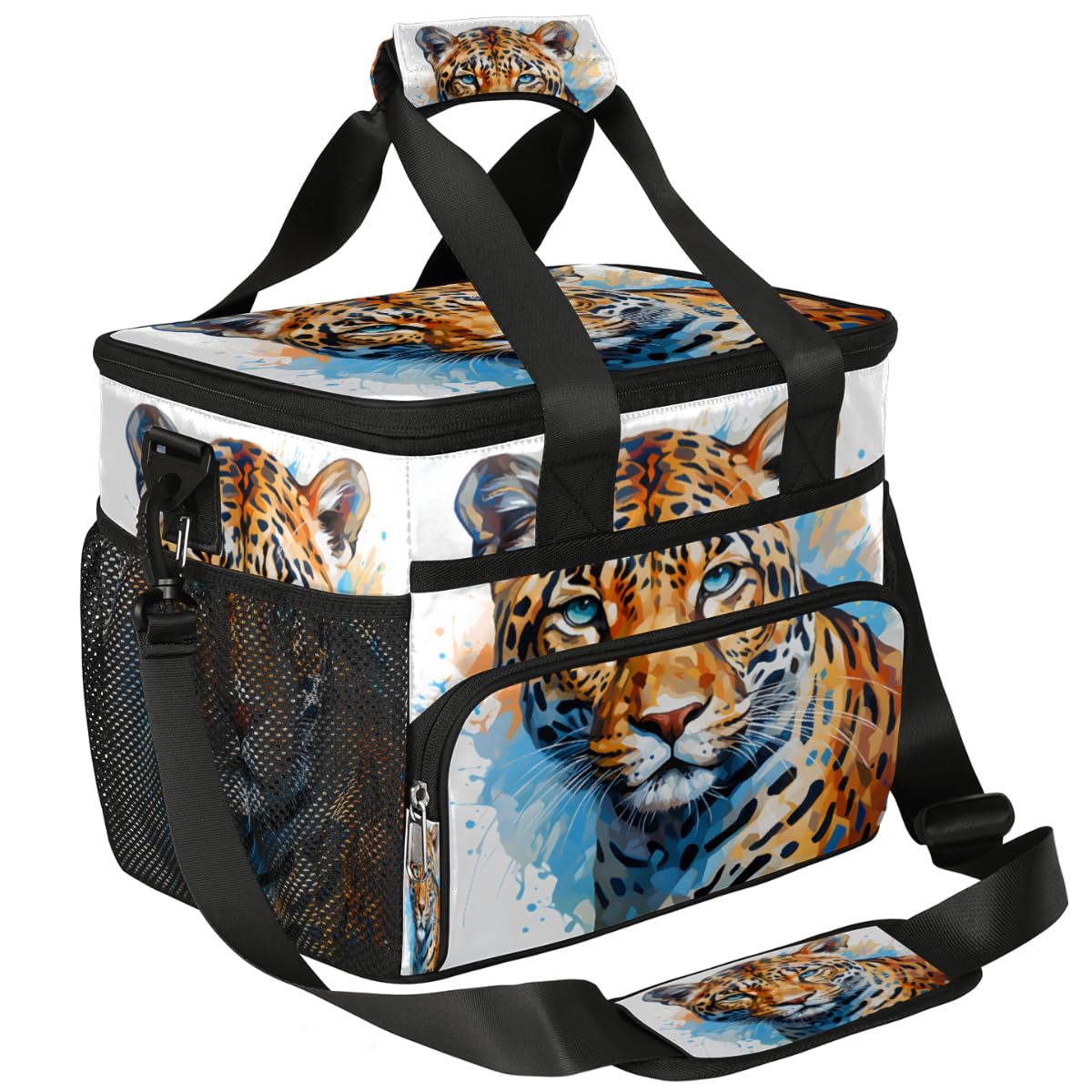 Leopard Insulated Picnic Backpack Lunch Box for Women Men Picnic Basket Tote Lunch Bag Picnic Bag Portable Lunch Bags for Picnic, Beach, Work, Trip,Office, Camp Leopard Painting