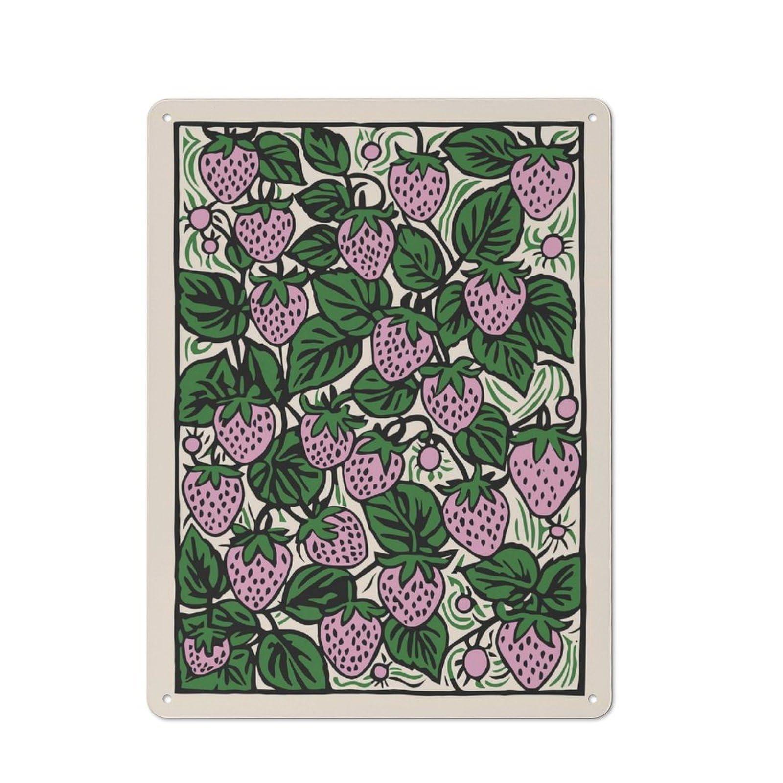 Junmoney Style-23 Cosy Retro Fruit Print Metal Plaque 40X30cm, Kitchen Wall Decor For Kitchen, Cafe, Pantry Or Dining Room