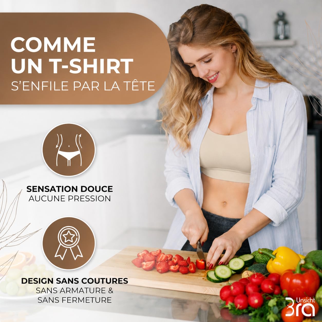 UnsichtBra Femme Soutiens-Gorge sans Armatures,sans Coutures et sans Crochets | Confort Soutien Gorge de Tous Les Jours