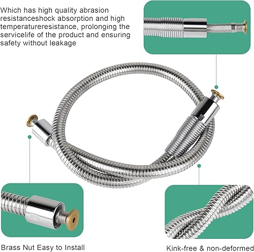 Miniatura 6 de KANONEY Manguera de fregadero comercial de 38 pulgadas, kit de repuesto de manguera rociadora de preenjuague, manguera flexible de acero inoxidable
