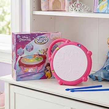 Disney Princess Theme Flash Drum with Light-Up Drum, Rhythm & Beats & LED Lights for Girls | Fun & Educational Toy for Kids | Safe, Engaging & Interactive Play