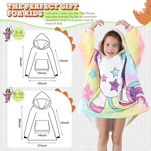 Miniatura 6 de MIZZEO Manta con capucha para niños, manta Sherpa de gran tamaño con bolsillo para capucha y mangas para niños pequeños, lindas sudaderas con