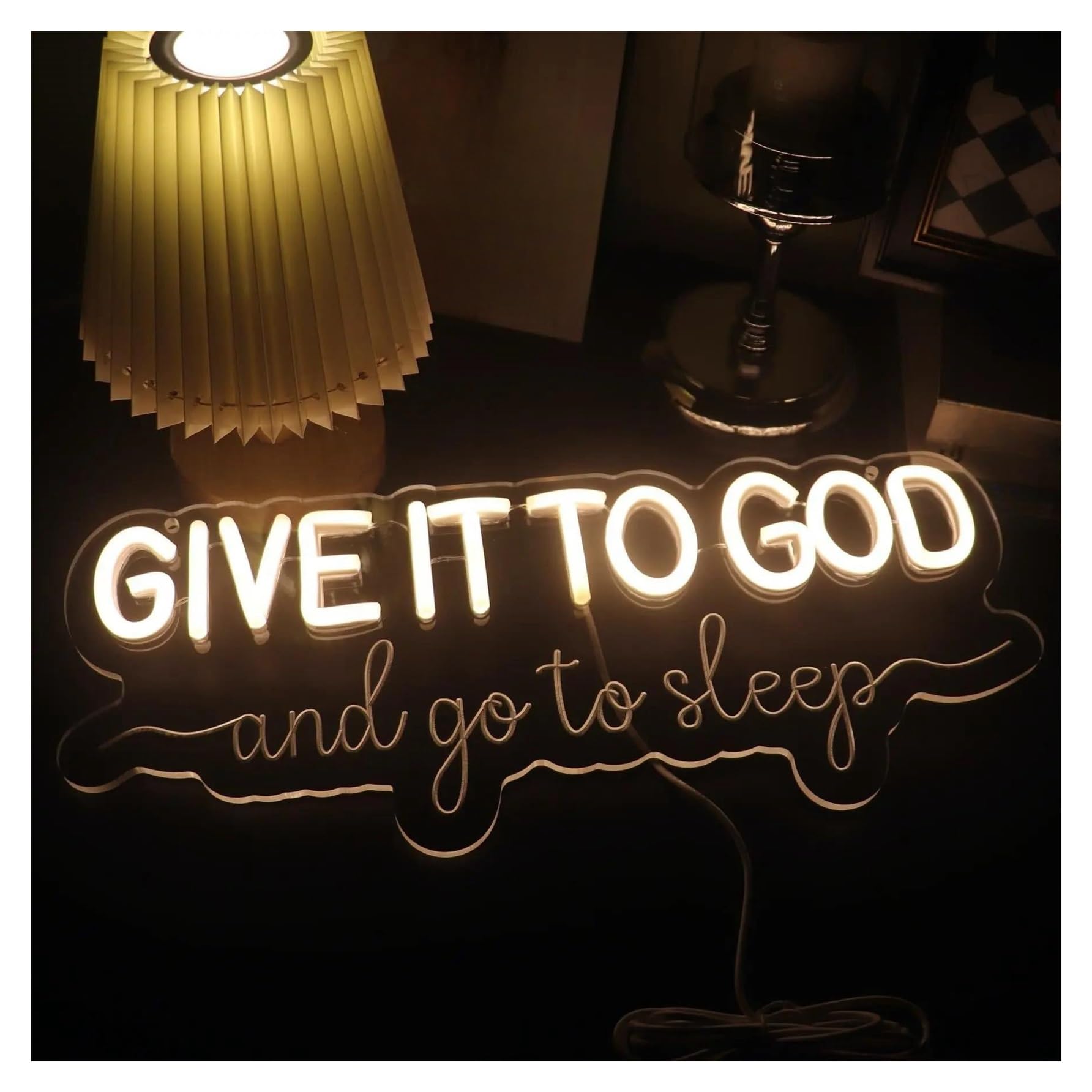 LEMST Signs Lamp Give It to God Neon Sign Letters Light Dimmable for Bedroom Church Home Room Birthday Wall Decor USB Powered 42cmx17cm
