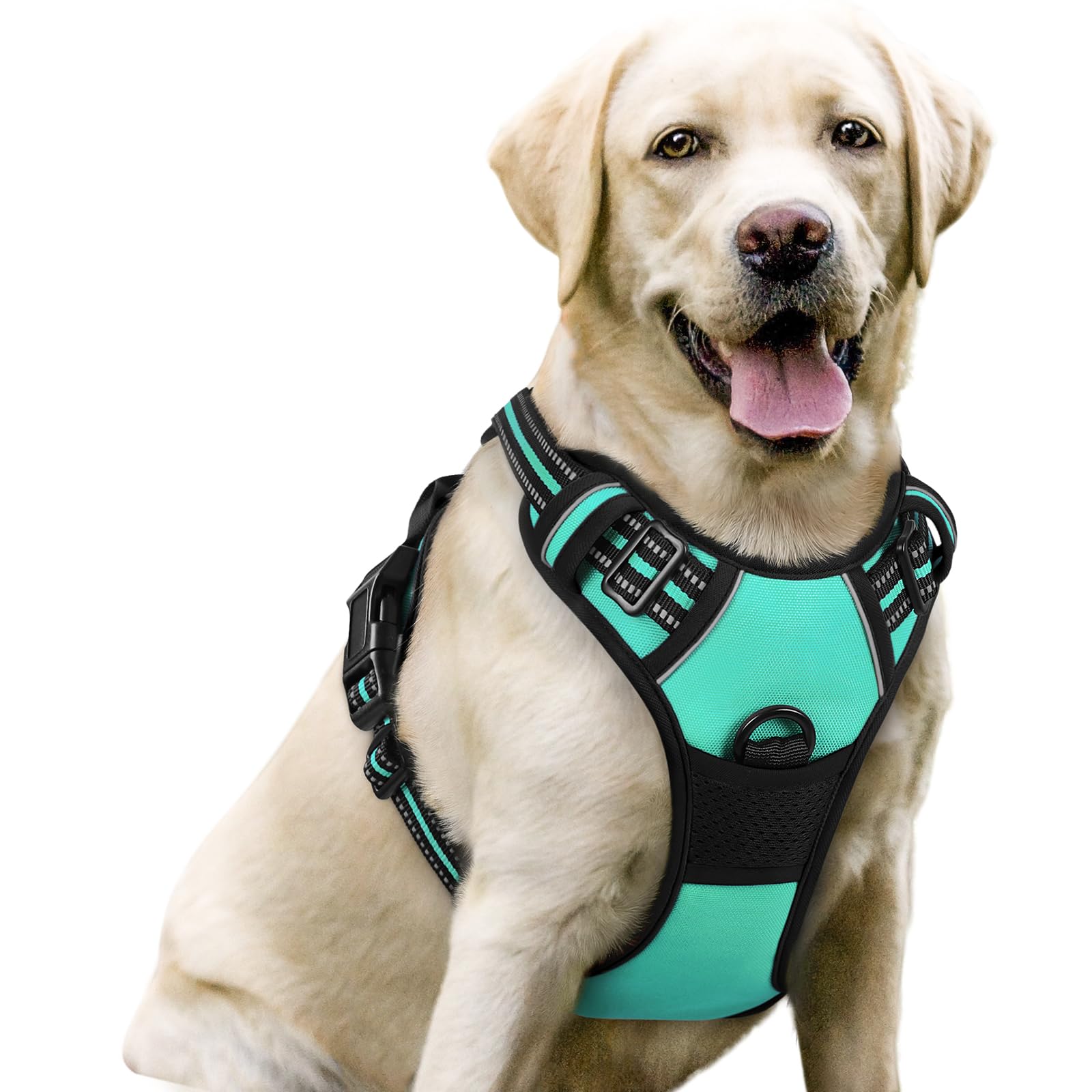 rabbitgoo Hundegeschirr Mittelgroße Hunde, Anti Zug Geschirr mit Kontrolle, No Pull Verstellbar Hundegeschirr Grosse Hunde, Atmungsaktiv Reflexstreifen Brustgeschirr Sichere