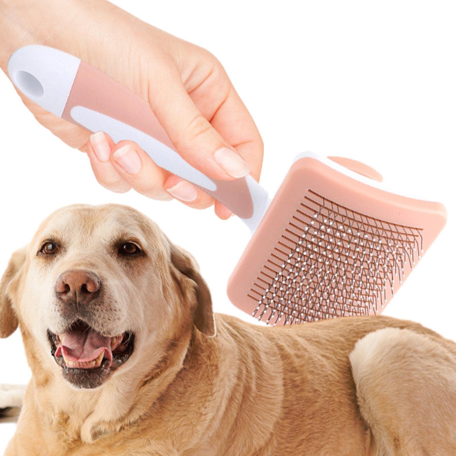 Cepillo autolimpiador para limpieza | Cepillo para peluqueria de perros, gatos, conejitos | Masajeador de herramientas para mascotas con capa base suelta fácil de quitar (Color : Mandarina Canela Medi