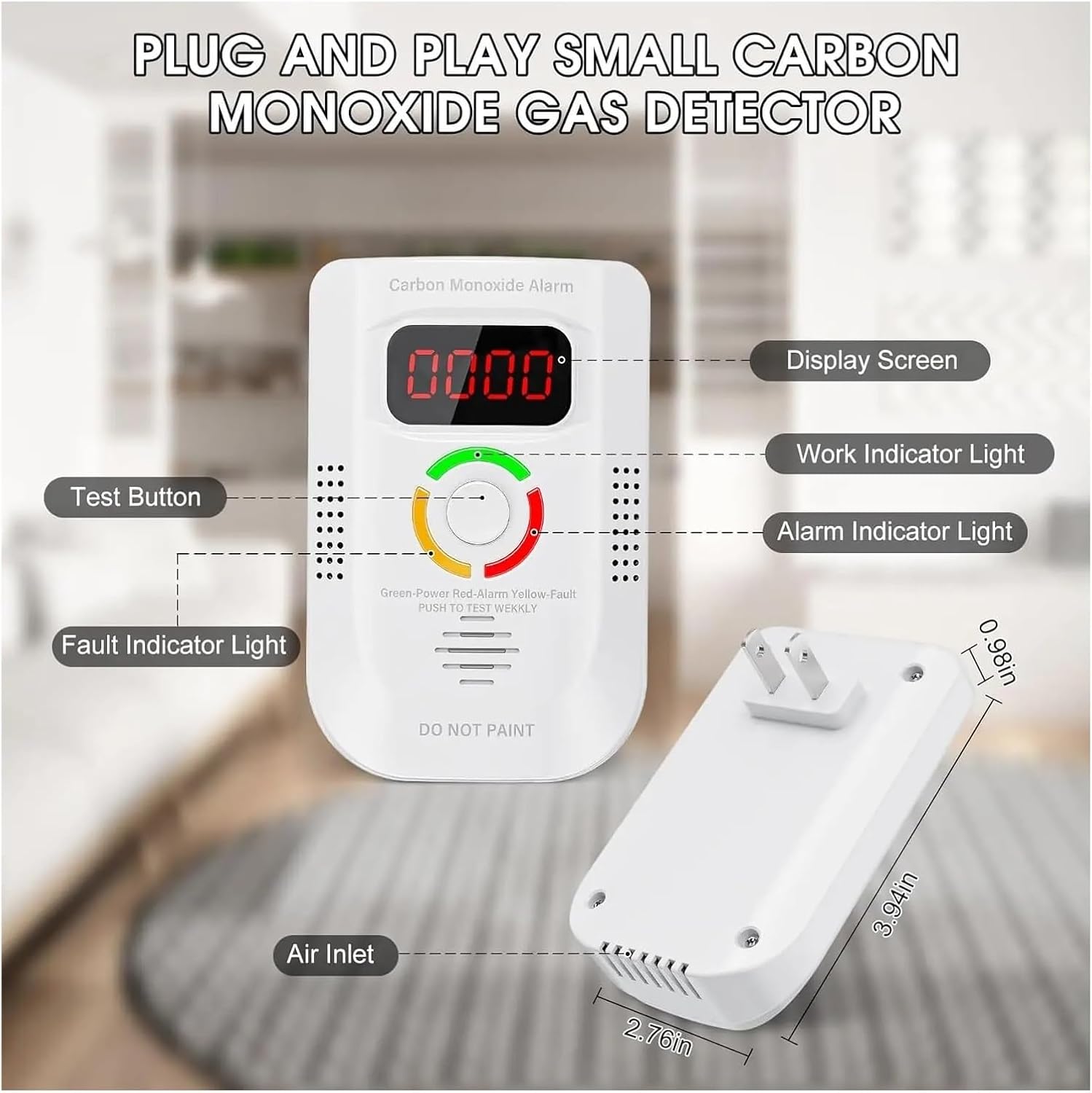 ガス検知器 一酸化炭素検知器、LEDデジタルディスプレイ付きポータブルCO検知器、可聴アラーム