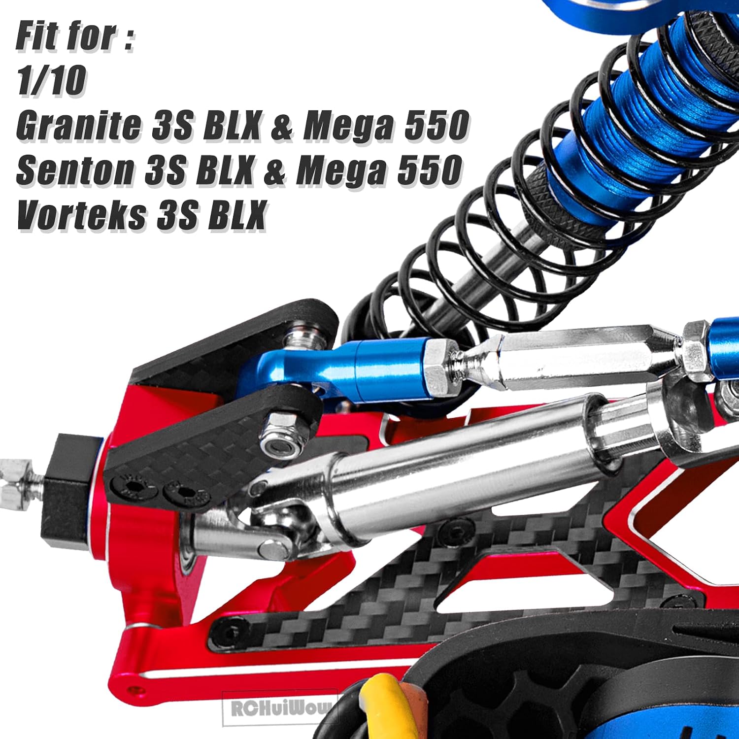 RC Alloy Suspension Arms & Caster Blocks C-Hub & Rear Stub Axle Carriers & Steering Blocks Upgrades Part for 1/10 Granite 3S BLX & Mega 550,Senton 3S BLX & Mega 550,Vorteks 3S BLX,Red