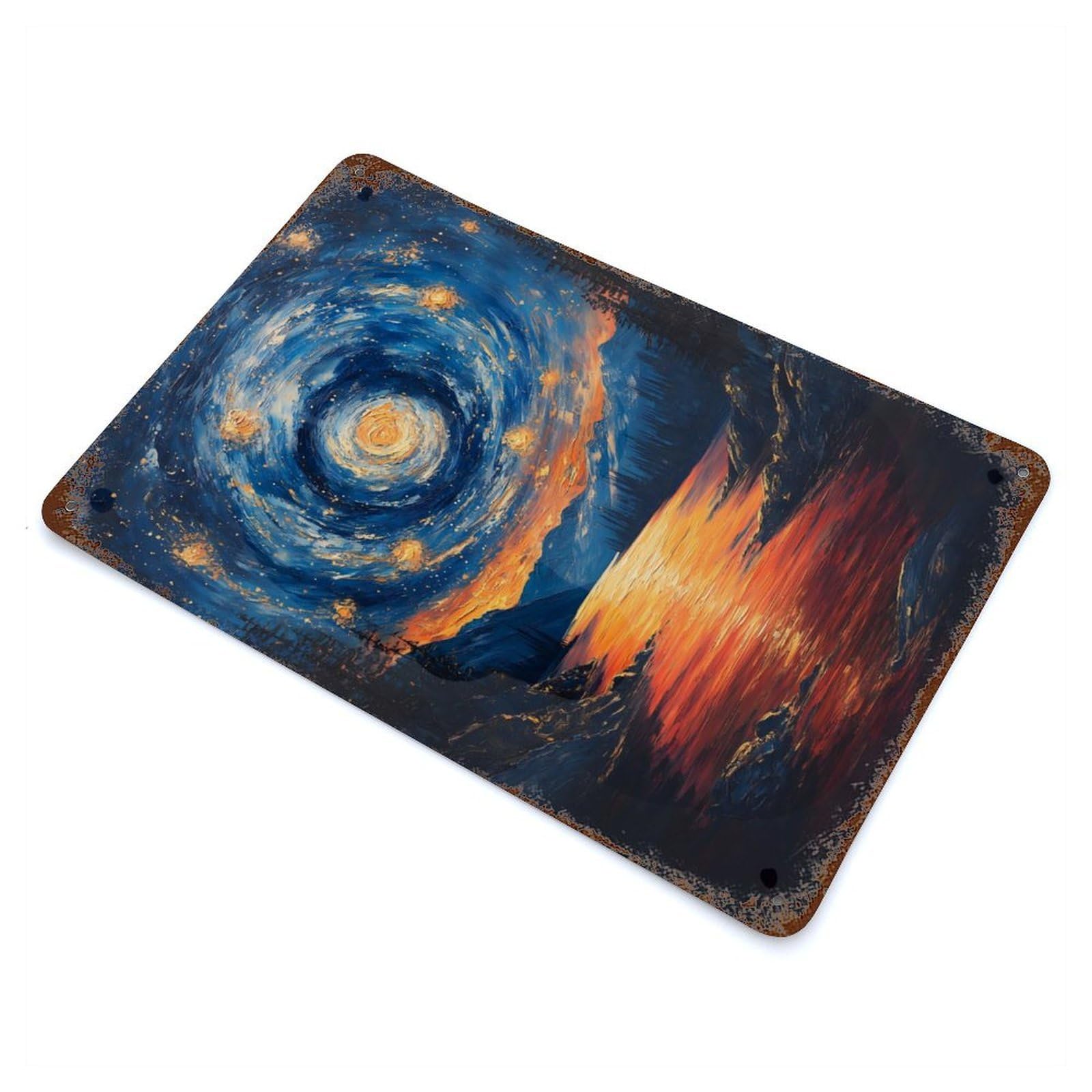 Cosmic Sunset Rustic Tin Plaque 11.8"x7.9", Ideal for Shed, Workshop And Garage Wall Decor
