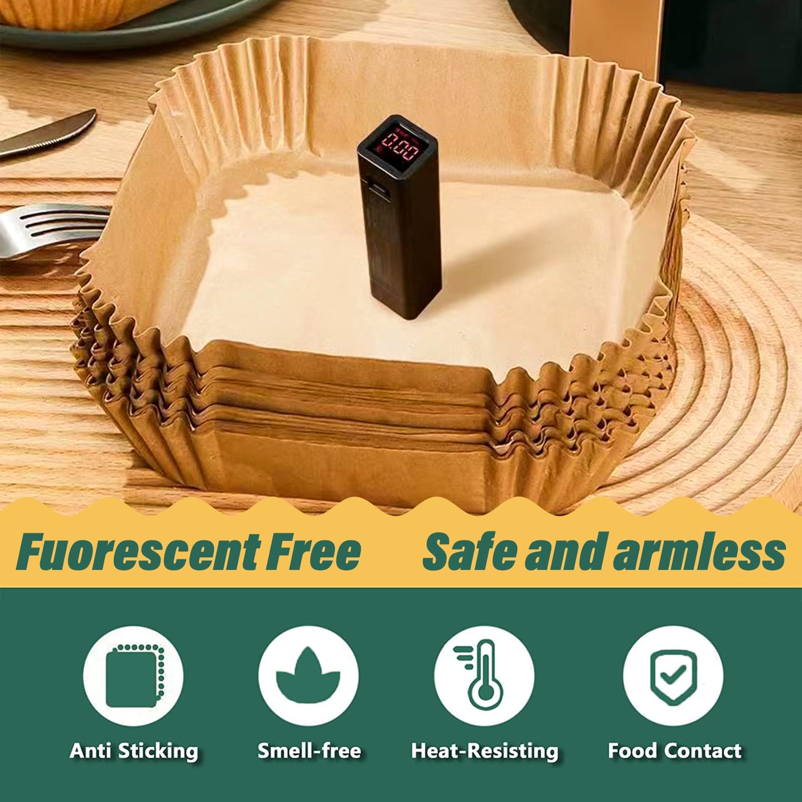 Papier Sulfurisé Air Fryer BYKITCHEN - 50 Pièces 16,5x20 Cm Pour Philips, Moulinex
