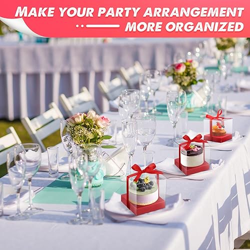 Miniatura 6 de Thenshop 50 cajas transparentes para cupcakes, contenedores individuales de plástico de 3.5 pulgadas, cajas individuales para cupcakes con insertos