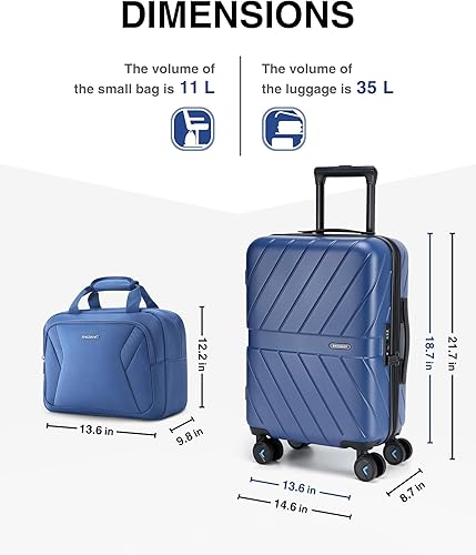 Miniatura 3 de BAGSMART Equipaje de mano aprobado por aerolíneas, maleta ligera de 20 pulgadas, equipaje de mano rígido con ruedas giratorias, maletas con ruedas