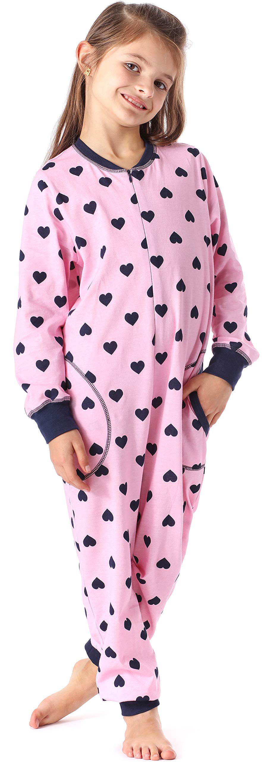Merry Style Girls Pinkheartsnavy Sleeping Romper Ms10-186 (, 134-140)
