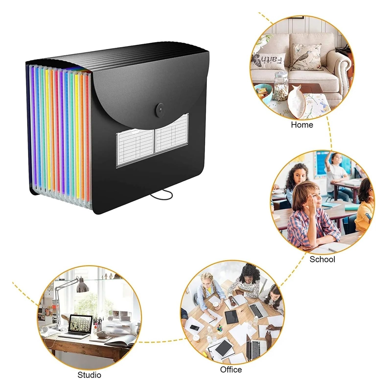 Documentalisti, classificatori, Cartella portadocumenti portatile formato A4, nera(60 grids A)