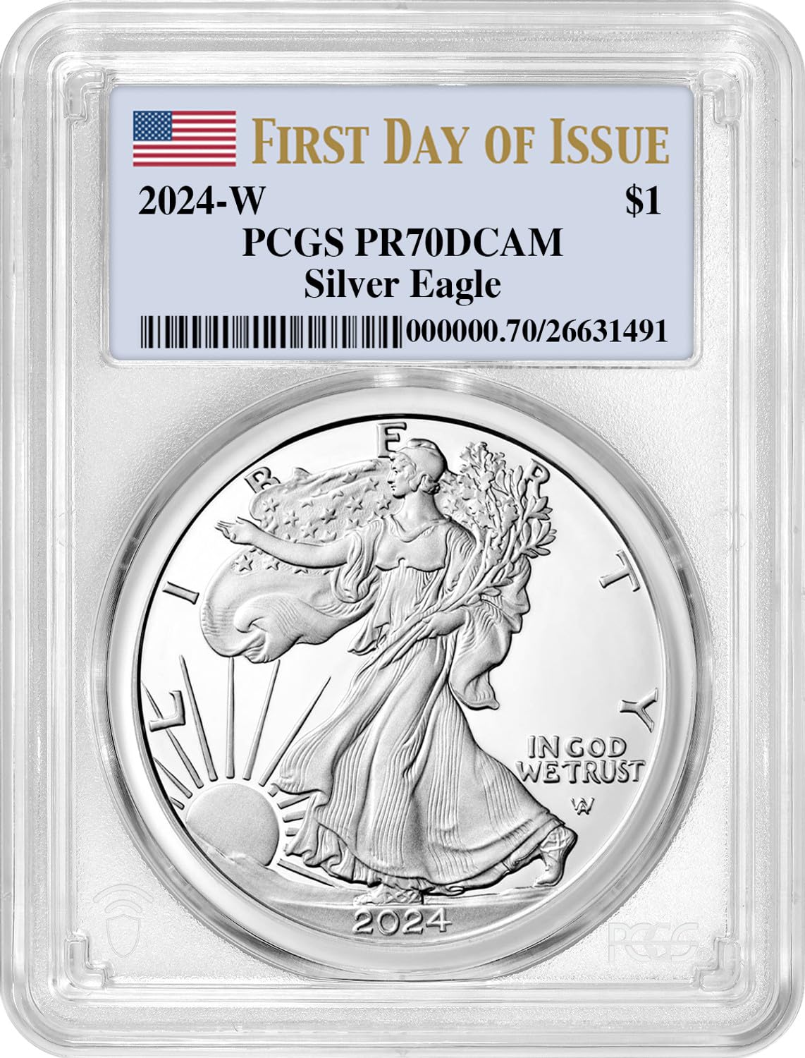 2024 W 2024 W American Silver Eagle PR70DCAM First Day of Issue PR