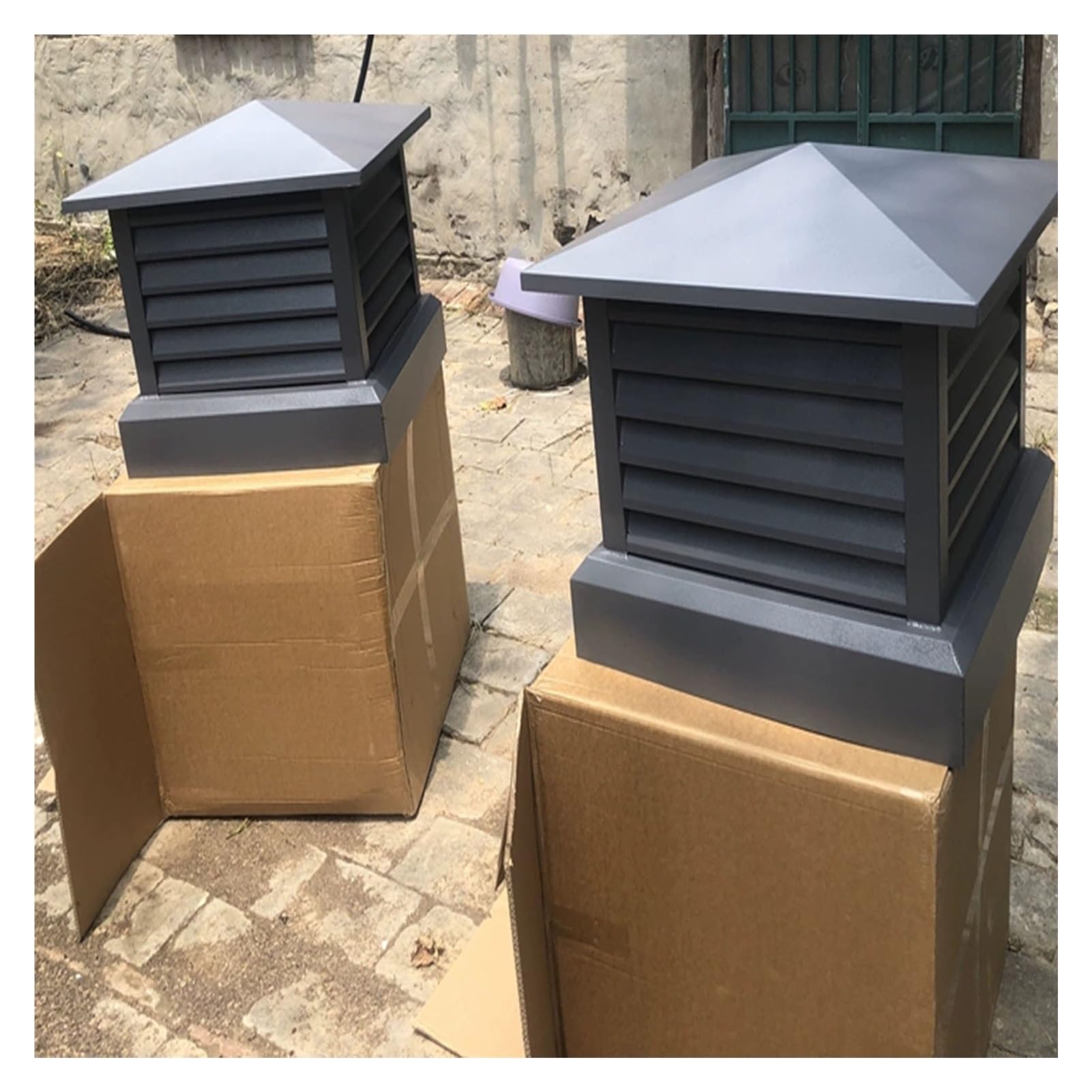 BHFLJSAQ Chimney Rain Caps, Chimney Cowl Cap - Aluminum Alloy Square Chimney Cover, 16x16in Rain Cap, Outdoor Chimney Louver for Effective Ventilation and Weather Protection