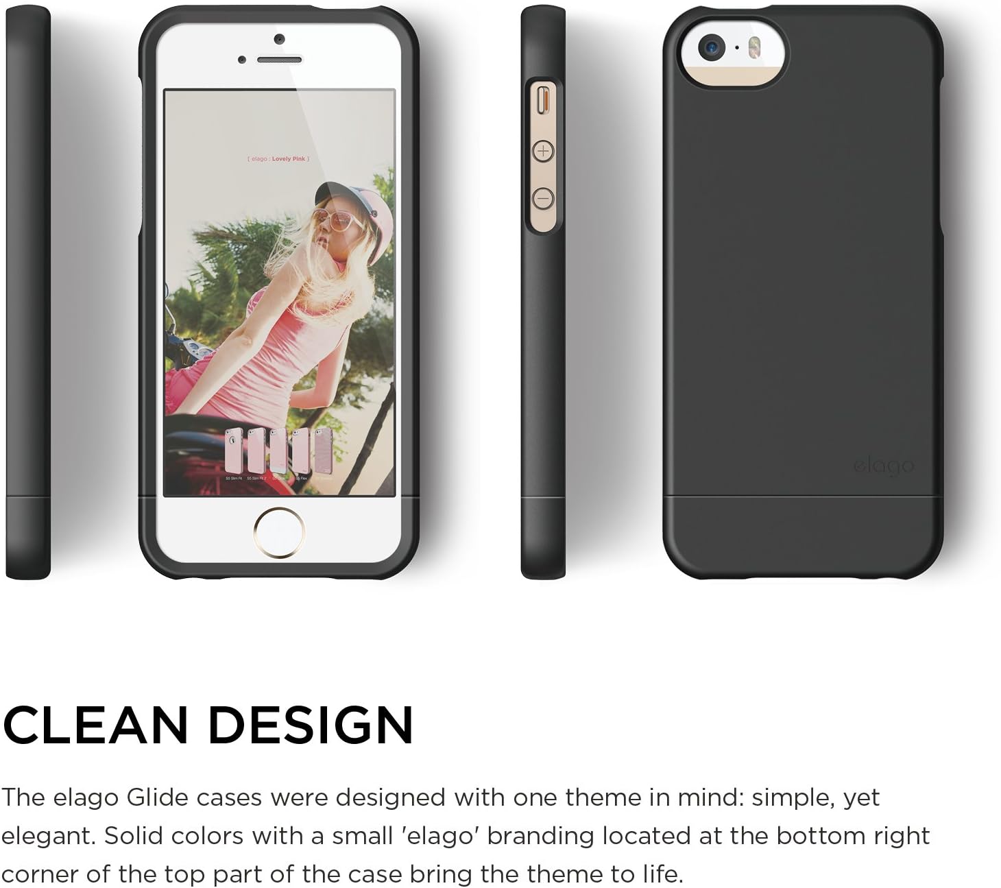 iPhone SE case, elago® [Glide][Soft Feel Black] - [Mix and Match][Premium Armor][True Fit] - for iPhone SE/5/5S