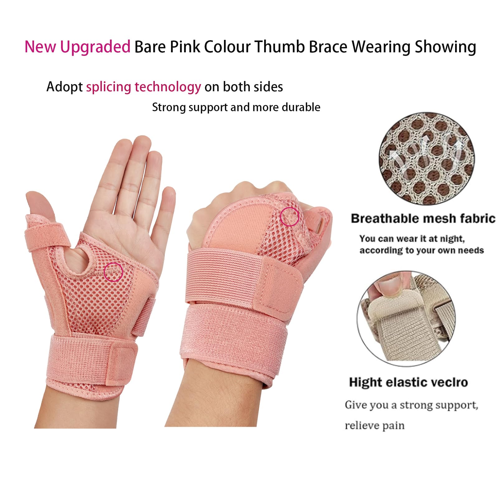 SONGQEE Upgraded Thumb Support Brace Right Left Hand with 3 straps, Thumb Spica Splint Hand Suppor Stabilizer - Image 2
