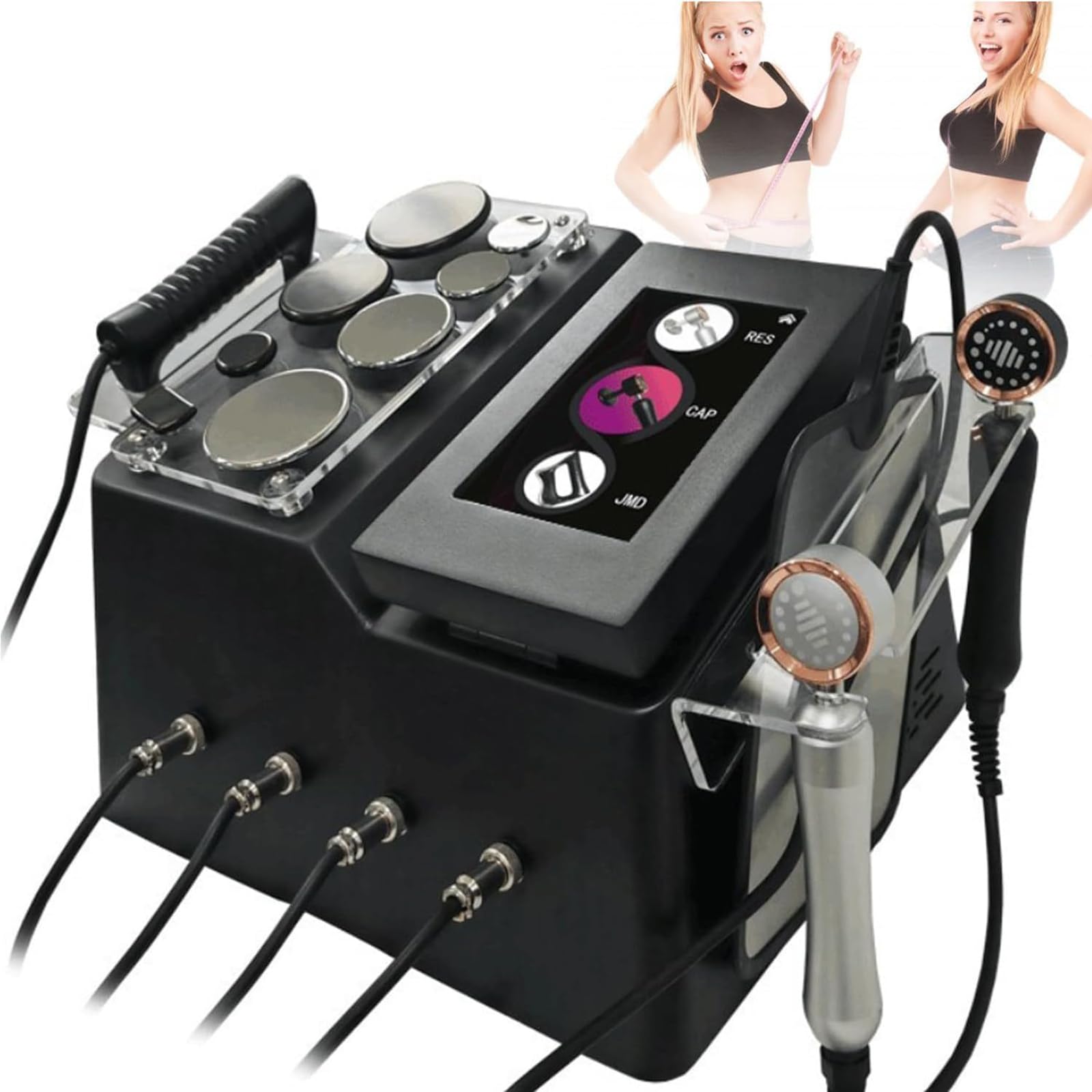 Adtzpc Tecar Therapy Machine,448k Physiotherapy Diathermy Machine with 8 Working Heads and Adjustable 4 Modes, Deep Non-invasive Repair, for Pain Relief Weight Loss and Pain Relief