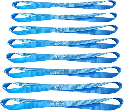 Mega Cargo Control 1" Blue Soft Tie Loops, 8 Pack UTV Offroad & Motorcycle Handlebar Tie Downs - 2400 LBS Break Strength