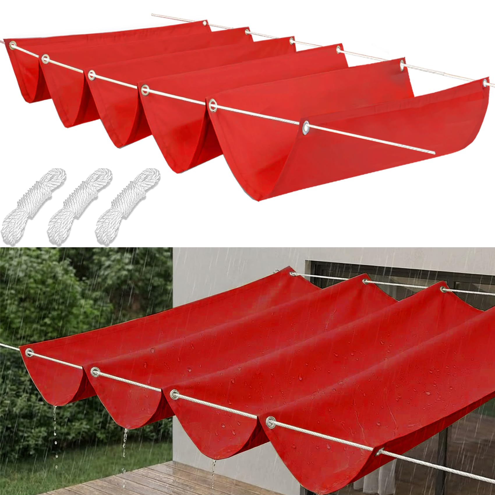 Voile d'ombrage pour gazebo et repas de jardin abrités du soleil avec cette toile rouge 170x350