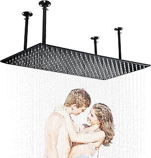 HOMEDEC Luxury Large Ceiling Rectangle Rainfall Shower Head, 16x32inch H...
