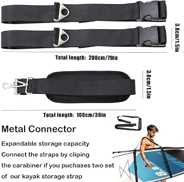 FGen Sup Carrying Strap, Surfboard Carrying Strap, Durable, Adjustable Surfboard Strap Accessory for Stand Up Paddle Boards, SUP, Longboards, Kayaks