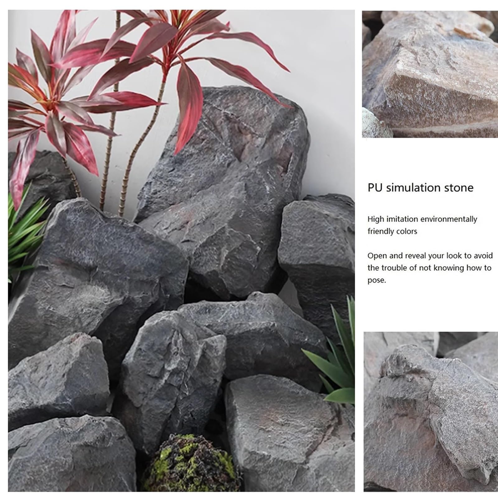 Rocce Artificiali For L'architettura Del Paesaggio, Copertura In Roccia For Il Paesaggio, Produzione Di Schiuma PU Selezionata, Utilizzabili A Lungo, Adatte For La Decorazione Del Cortile(32x25x17cm/1