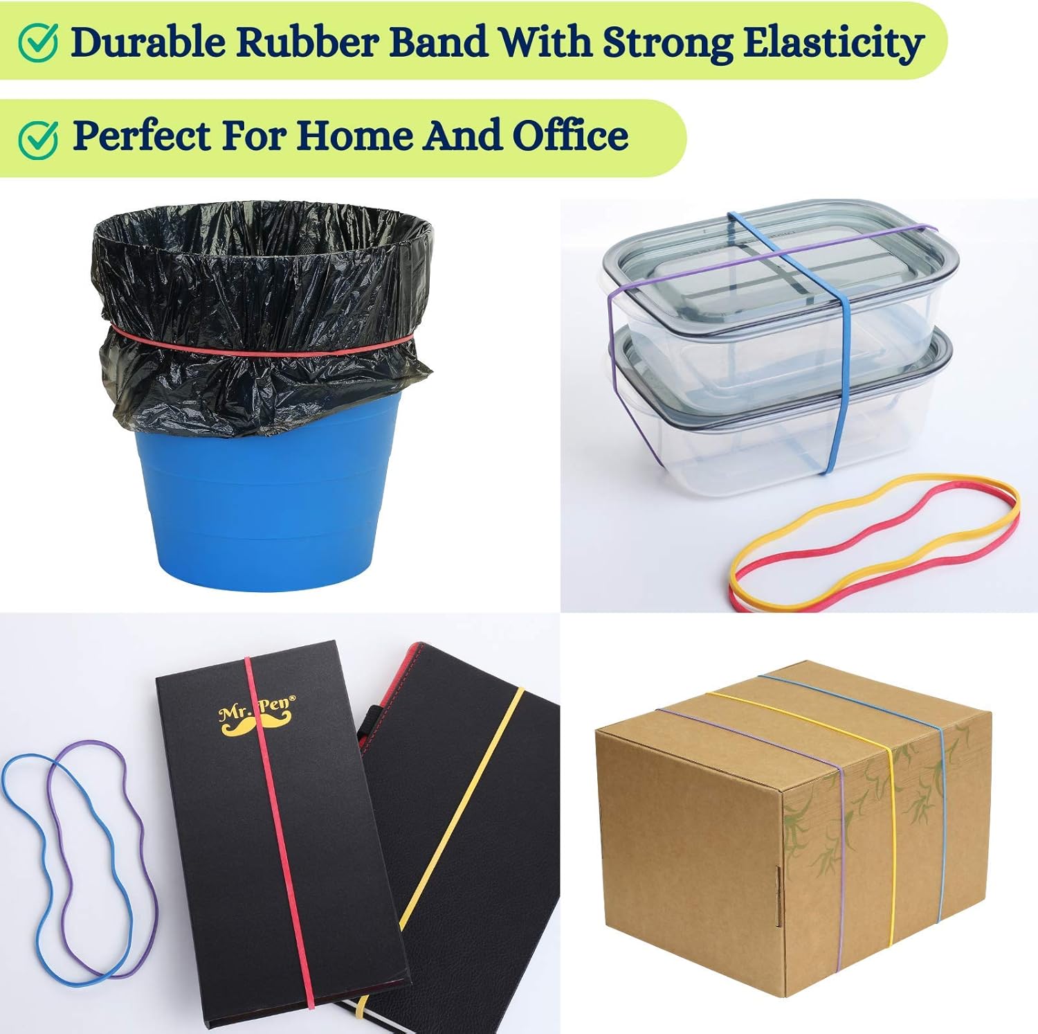 Mr. Pen- Large Rubber Bands, 120 Pack, Assorted Color, Big Rubber Bands, Giant Rubber Bands, Elastics Bands, Long Rubber Bands, Colored Rubber Bands for Office, File Rubber Bands, Rubber Bands : Office Products
