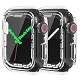HANKN (2 Pack No Black Edge Waterproof Hard Case for Apple Watch Series 11 10 46mm Tempered Glass Screen Protector Case, Full Protective Anti-Scratch Iwatch Bumper Cover (Clear, 46mm-Waterproof)