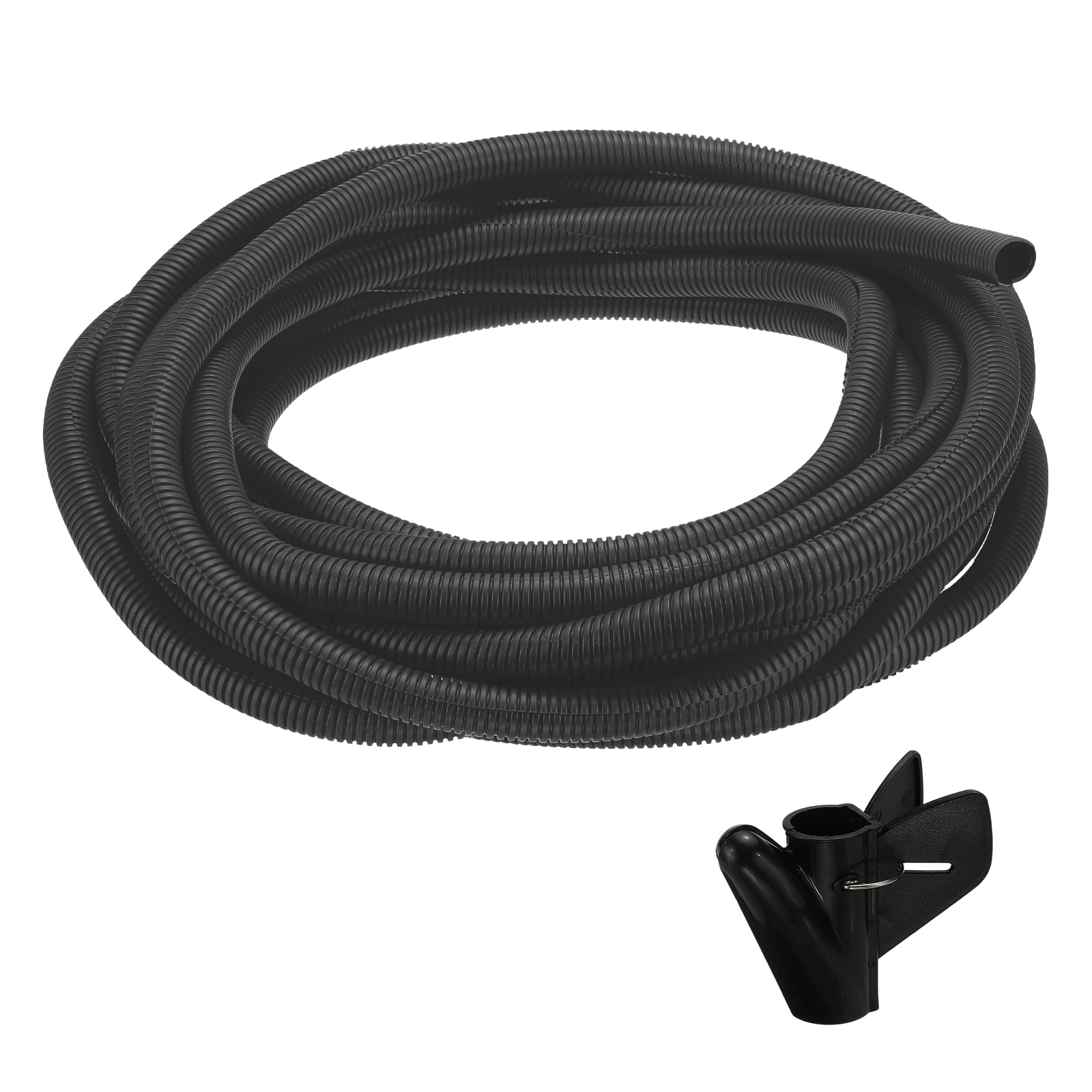 sourcing map Tube de protection en plastique flexible pour fils électriques, 20 mm ID 15 m x 15 m avec outil d'installation, résistant à la chaleur et au froid de -20 F à 257F - Noir