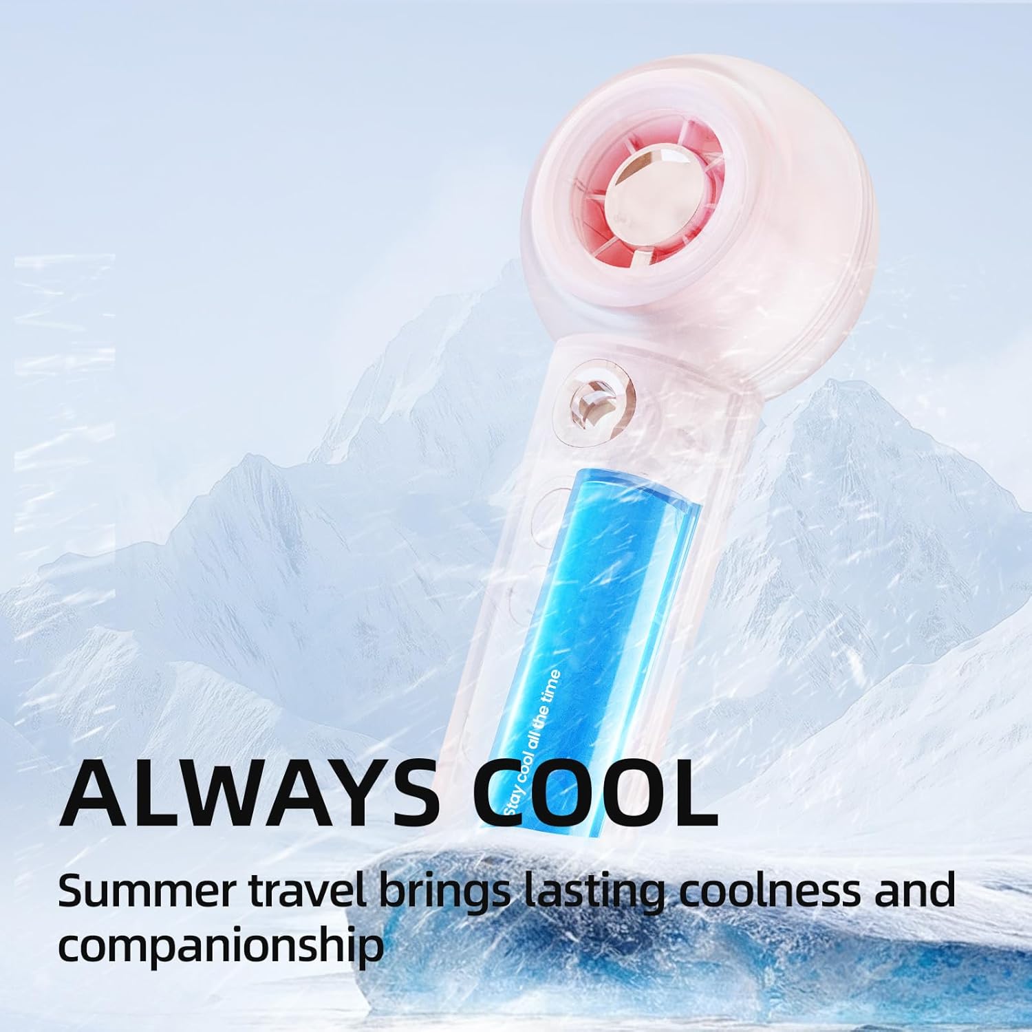 Portable Handheld Fan with Adjustable Speeds, Mini USB Rechargeable Personal Fan with Lanyard & Stand Base, Lightweight Travel Fan for Home, Office, Outdoor, Summer Cooling (White)