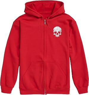 Instant Message Road Map Skull - Men's Fleece Zip Hoodie Red