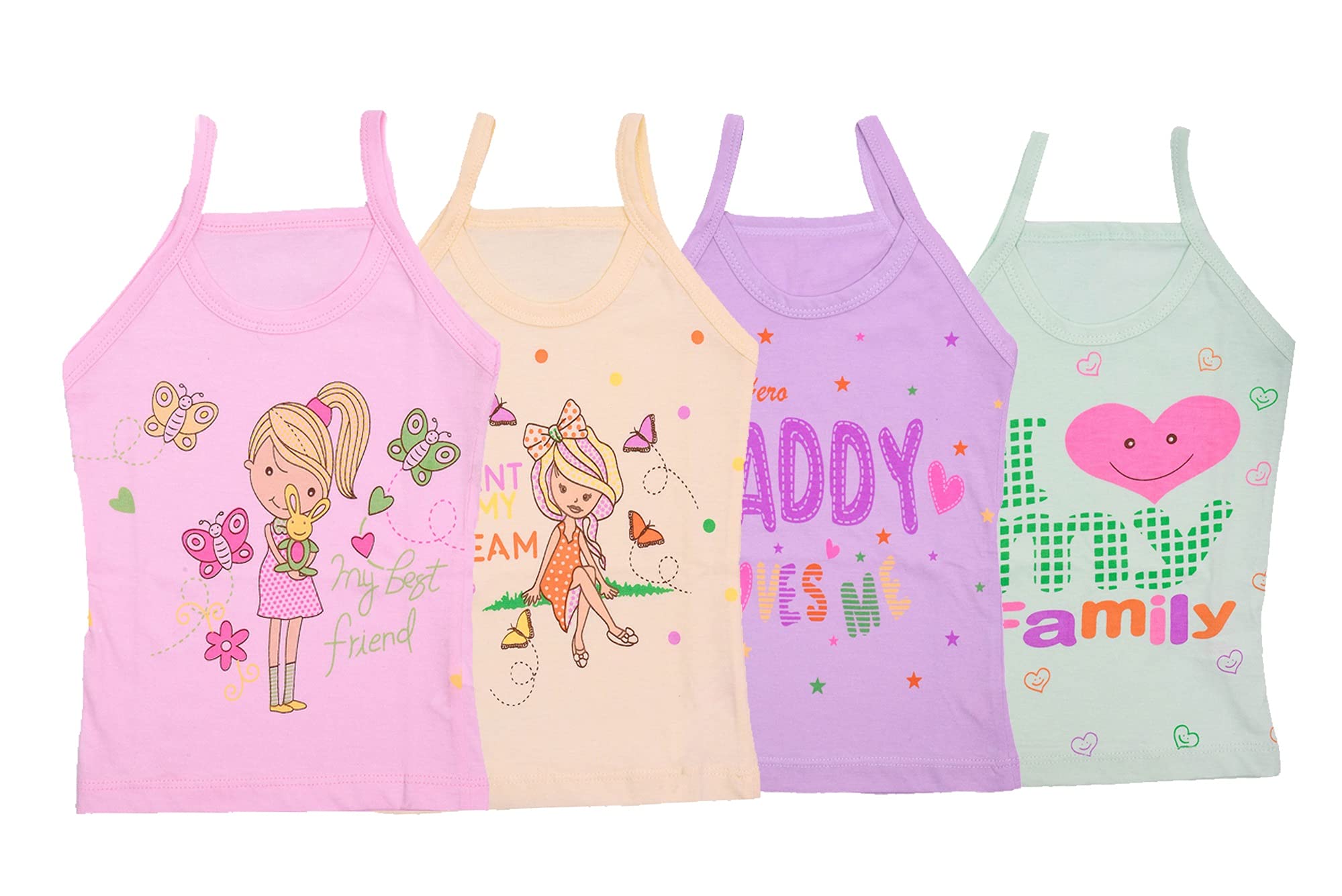 SMARTERKIDS Baby Girl's Cotton Vest (Pack of 4) (15 No. Girls Vest_Multicolored_9-10 Years)