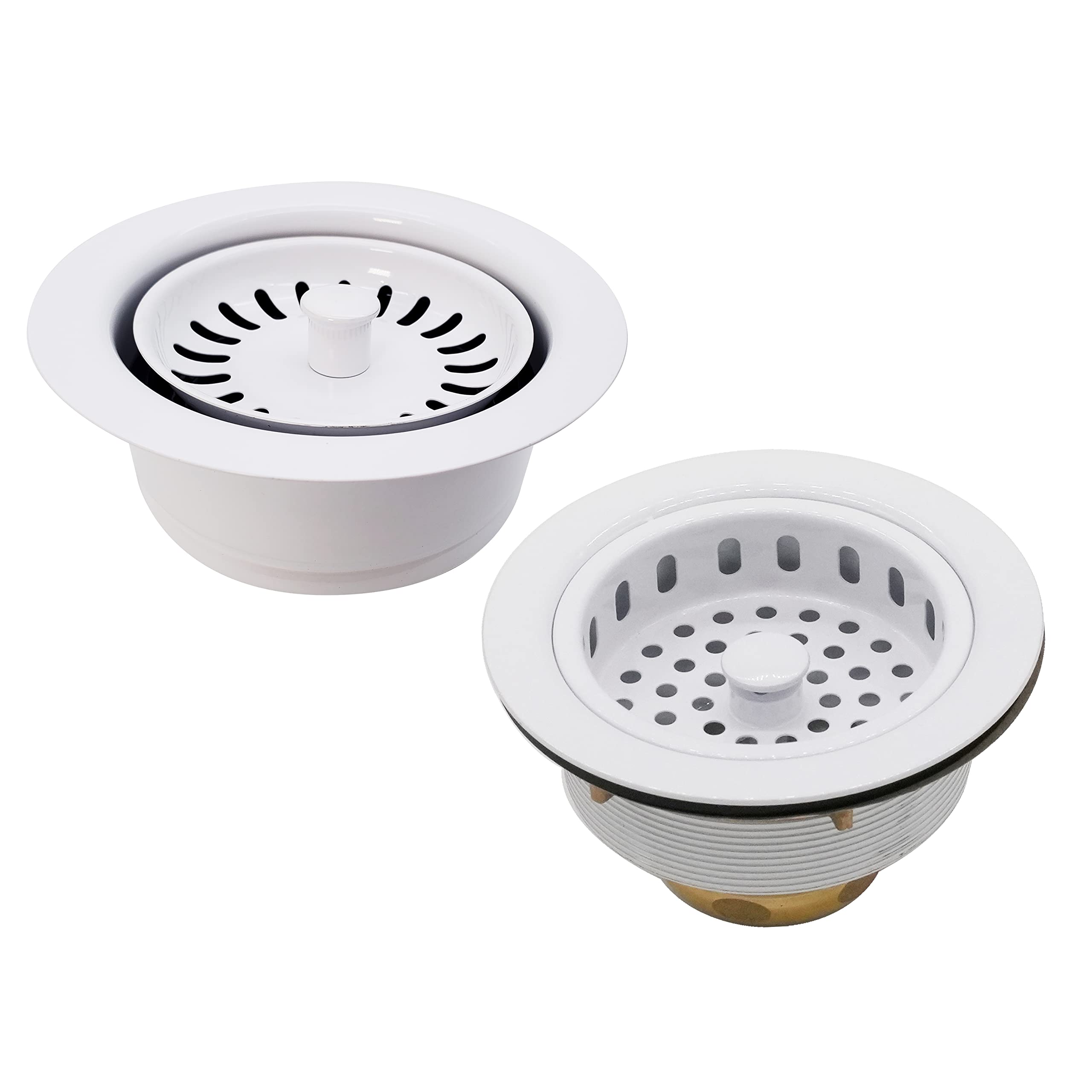 Westbrass CO2165S-50 COMBO PACK 3-1/2" Post Style Large Kitchen Sink Basket Strainer and Waste Disposal Drain Flange with Basket Strainer, Powder Coat
