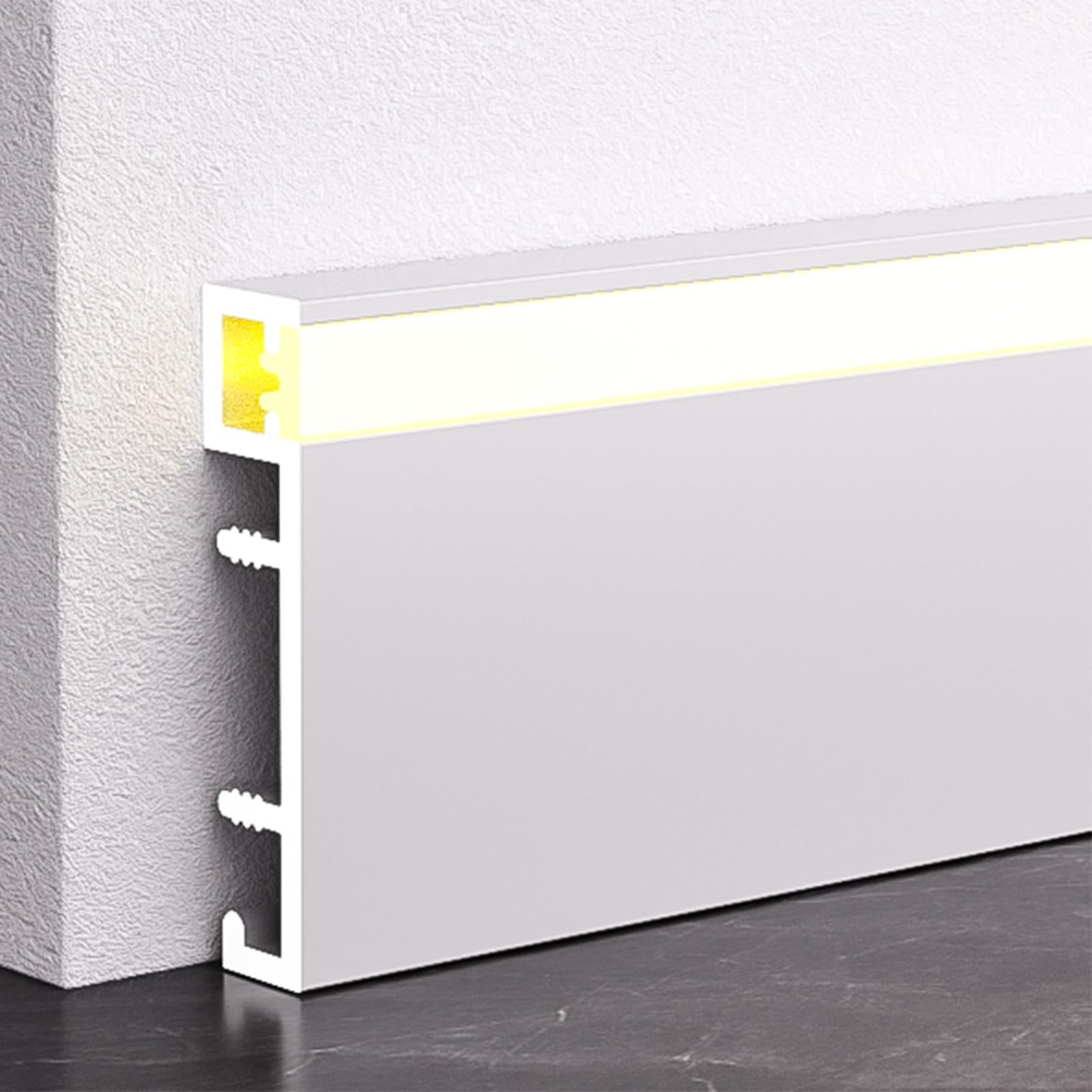 Moldura de remate de Techo, zócalo de Aluminio para iluminación indirecta, Montaje en Superficie de 7,6 x 7,6 cm, 8 Metros de Longitud. Ideal para molduras de Techo y zócalos de Pared. Diseñ