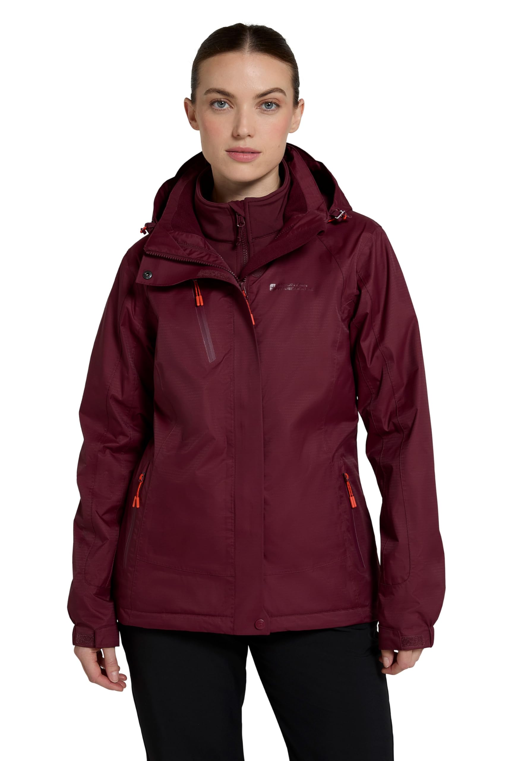 Mountain Warehouse Women's Burgundy 'Bracken' Extreme 3 In 1 Waterproof Everyday Jacket In | Size: 16