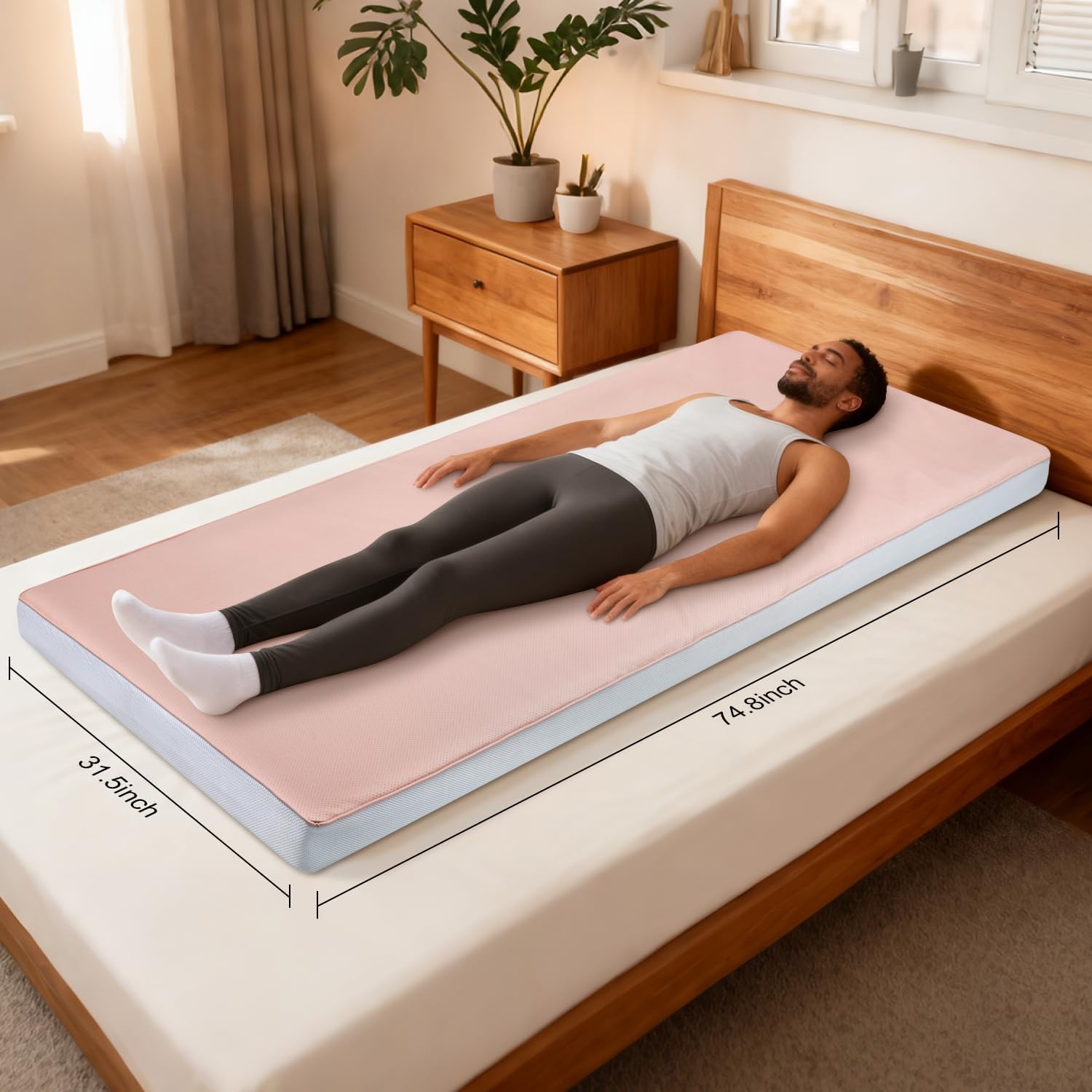 GENERAL ARMOR 3.8' Full Body Massage Mat with Music-Sync Vibration, Customizable Massage Modes for Back, Neck, Shoulders & Legs, Pink
