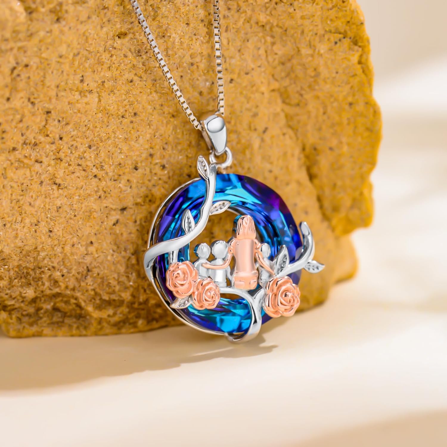 TOUPOP Cross Birthstone Necklace 925 Sterling Silver Birth Flower Necklaces Cross Month Flower Jewelry Birthday Valentines Day Mothers Day Gifts for Her Wife Mom