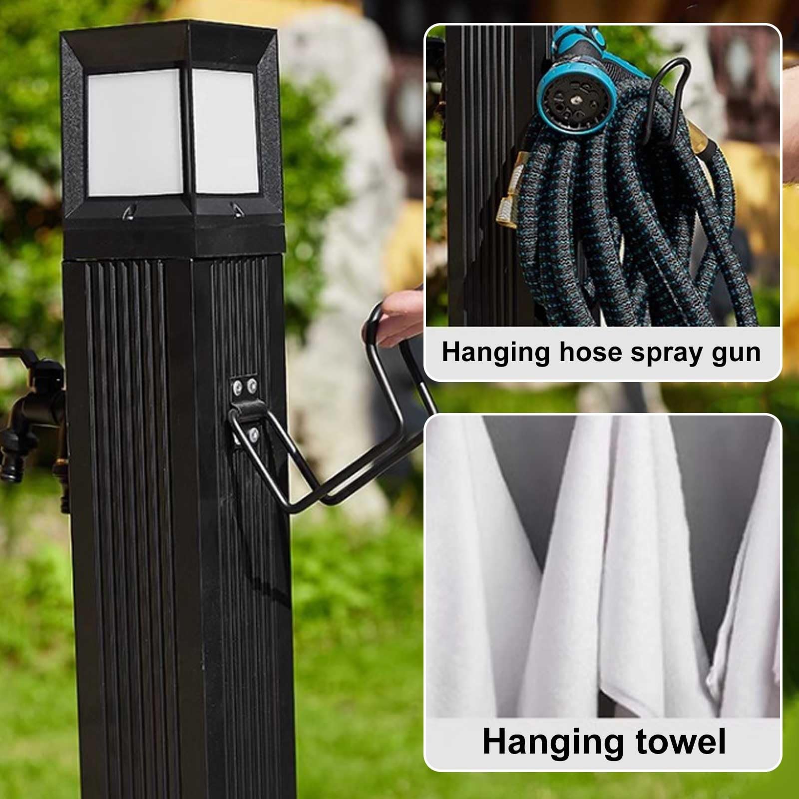 Columna De Agua Solar Led para Jardín - Grifo Exterior Independiente De Acero Inoxidable - Diseño Cuadrado Vertical para Patios, Jardines Y Terrazas - Elegante Fuente De Agua，74cm/29in