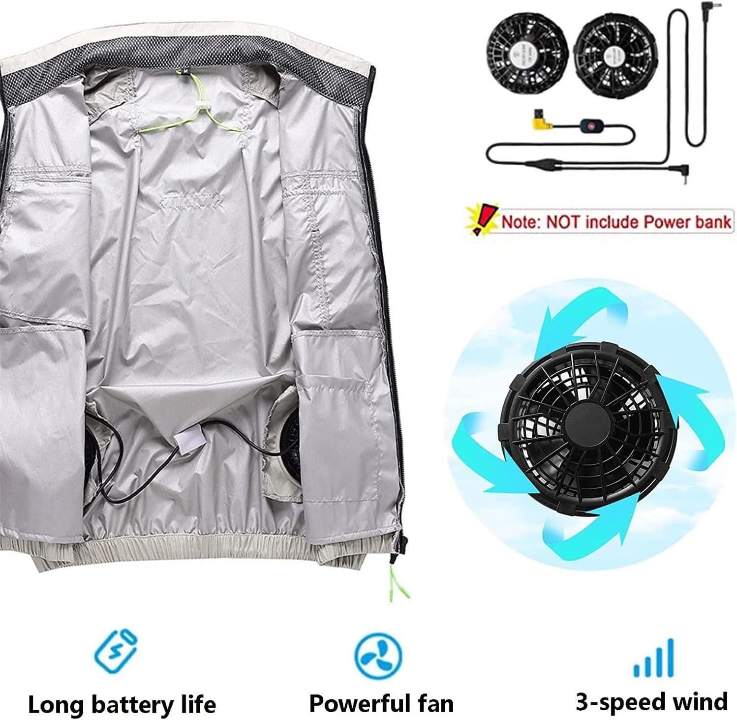 Gilet con ventola di raffreddamento, giacca refrigerata, magliette a maniche corte, aria condizionata, lavoro all'aperto, abbigliamento estivo lavabile con aria condizionata