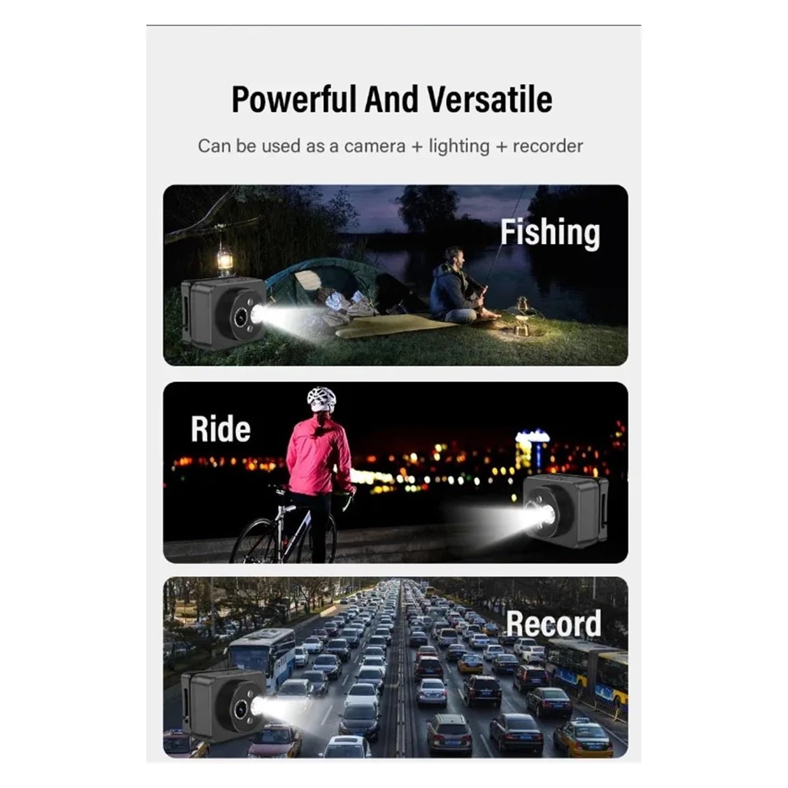 Videocamera for azione sportiva da 2MP Faro Prima prospettiva Videoregistratore con batteria incorporata 1000 mAh Camma d'azione a induzione manuale Smart Wave
