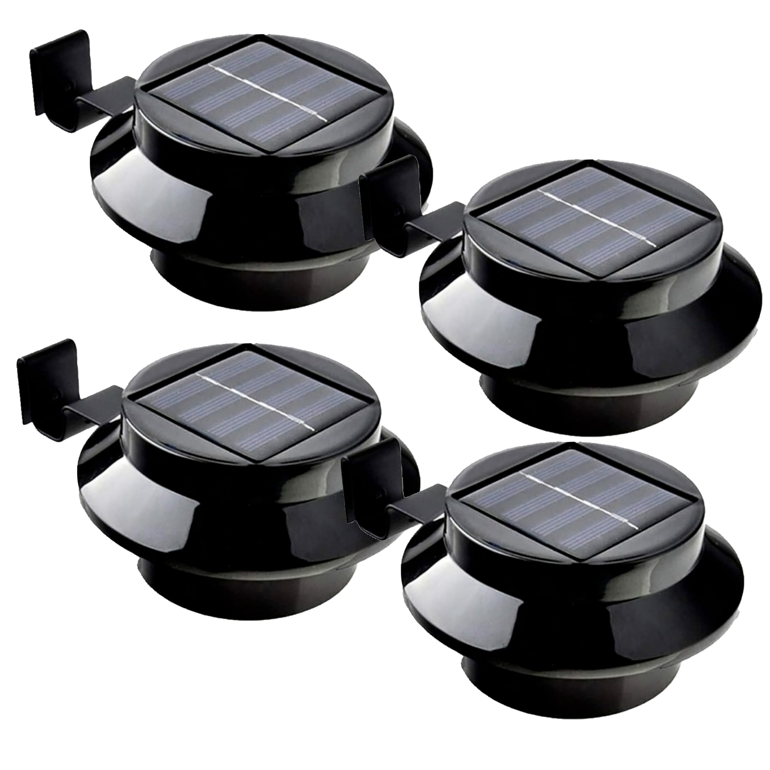 F&W Solar Gutter Lights Outdoor, LED Fence Gutter Lamp Lights, IP44 Waterproof Security Outdoor Garden Wall Lights for Gutters Porch Pathway SL-6102 (Black, 4)