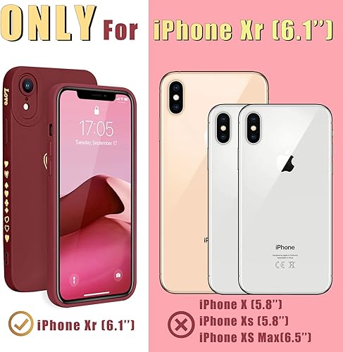 Miniatura 9 de Teageo Funda compatible con iPhone Xr de 6.1 pulgadas para mujeres y niñas, lindo corazón de amor de lujo protección completa de lente de cámara