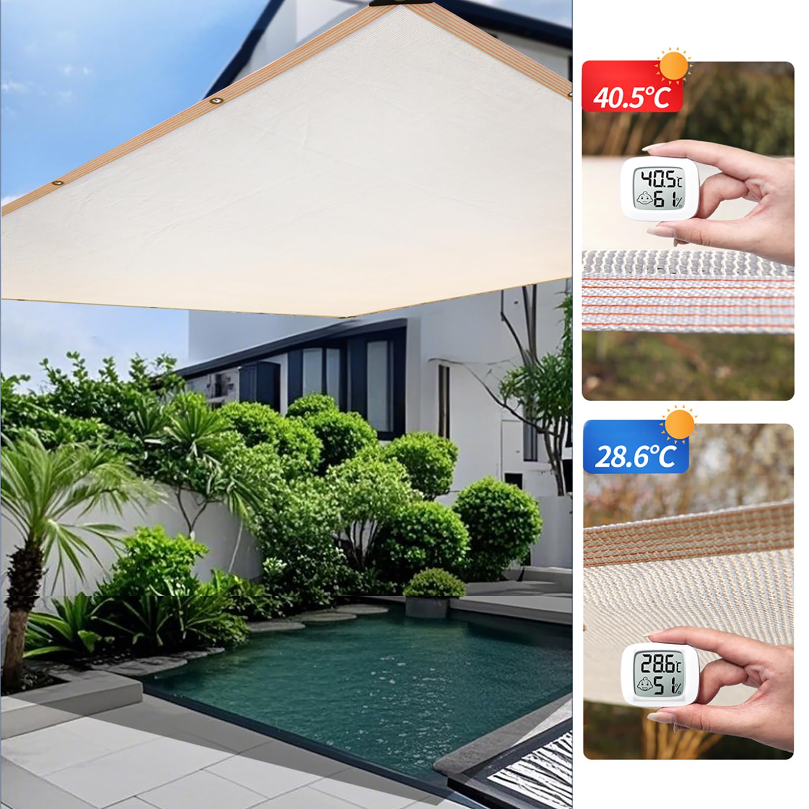 Malla de Sombra Valla de Privacidad,Red de Sombra con Ojales para Invernadero Toldo para jardín,50% protección UV, para Patio terraza, Plantas, gallinero (5x6m)