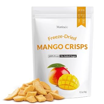 MATINEE Freeze Dried Mangoes, Dehydrated Fruit, Dried Fruit Snack for Baking, Yogurt & Kids Treats-Vegan, Non-GMO, Preservative Free, 1.2oz, 34g Pack of 4 Bag