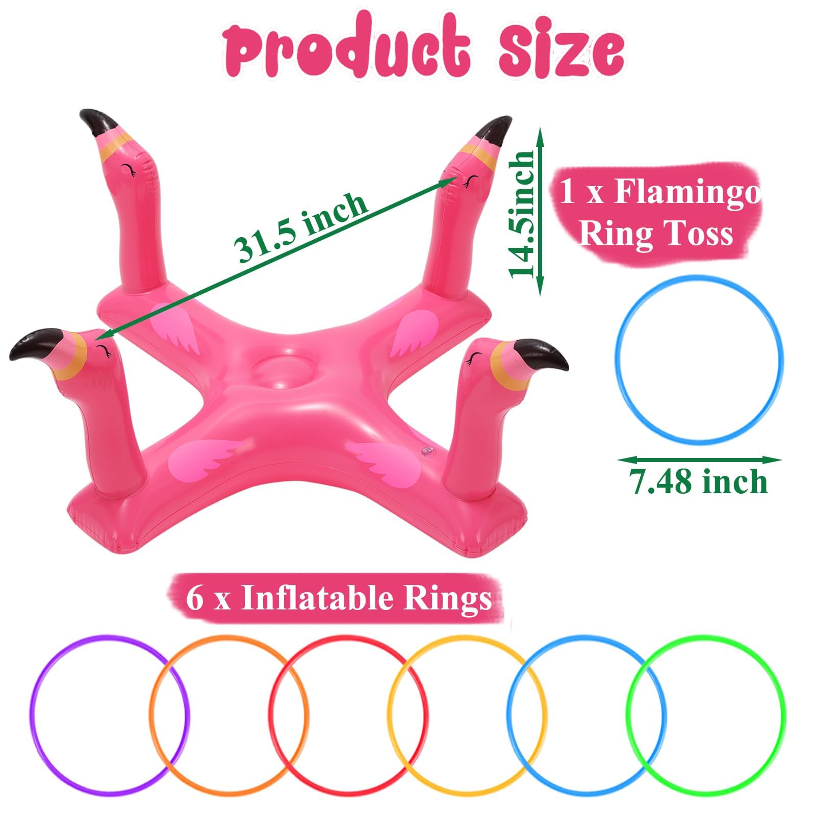 Aufblasbare Poolspielzeug, Flamingo Aufblasbares Wasserspielzeug Set, Schwimmender Werfen-Ferrule Spielzeug, Draußen Outdoor Pool Party Spielzeug für Kinder, Erwachsene, Familien (Rosa)