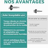 HAISHANG 20 pièces Vis Autoforeuse en Métal 4.8x75mm, Tête Hexagonale en Acier avec Rondelle d'Étanchéité, Vis Autoperceuses pour Toiture Métallique, Fixation Argenté - 3